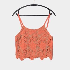 Alice + Olivia Alanis Lace Crop Top Coral Nude S Feminine Boho Coquette Festival